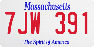 MA license plate 7JW391