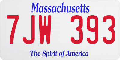 MA license plate 7JW393