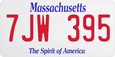 MA license plate 7JW395