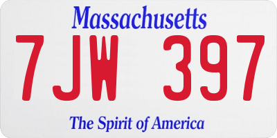MA license plate 7JW397
