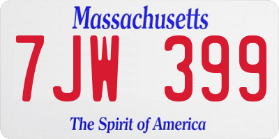MA license plate 7JW399
