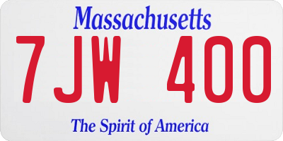 MA license plate 7JW400