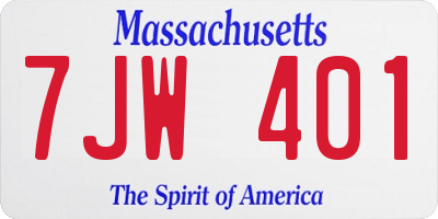 MA license plate 7JW401