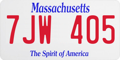 MA license plate 7JW405