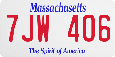 MA license plate 7JW406
