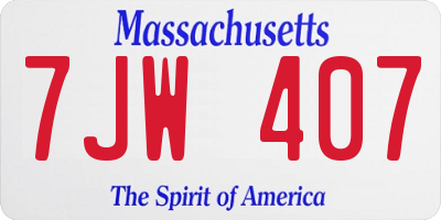 MA license plate 7JW407