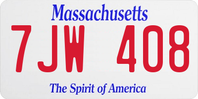 MA license plate 7JW408