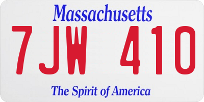 MA license plate 7JW410