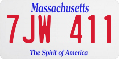 MA license plate 7JW411