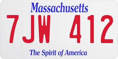 MA license plate 7JW412