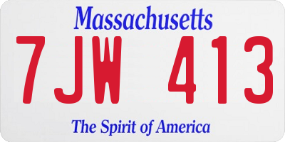 MA license plate 7JW413