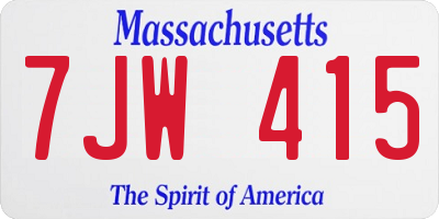 MA license plate 7JW415