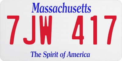 MA license plate 7JW417