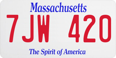 MA license plate 7JW420