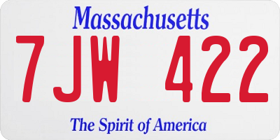 MA license plate 7JW422
