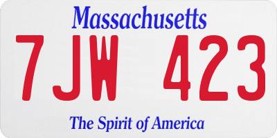 MA license plate 7JW423