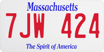 MA license plate 7JW424