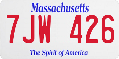 MA license plate 7JW426
