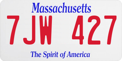 MA license plate 7JW427