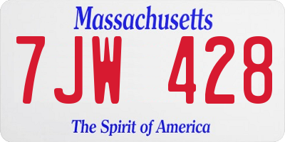MA license plate 7JW428