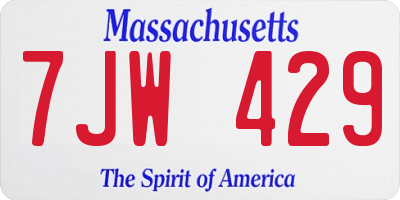 MA license plate 7JW429
