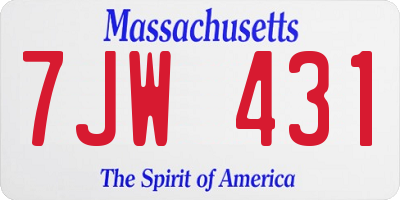 MA license plate 7JW431