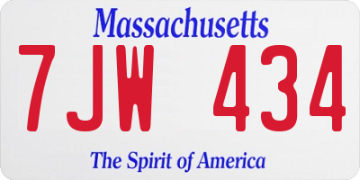 MA license plate 7JW434