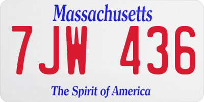 MA license plate 7JW436
