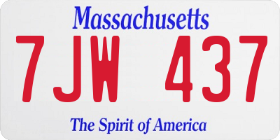 MA license plate 7JW437