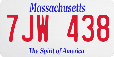 MA license plate 7JW438