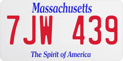 MA license plate 7JW439