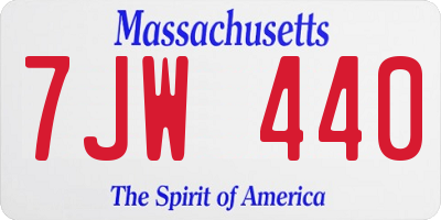 MA license plate 7JW440