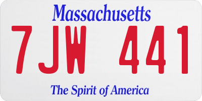MA license plate 7JW441