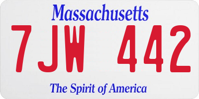 MA license plate 7JW442