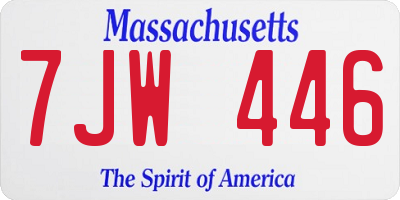 MA license plate 7JW446