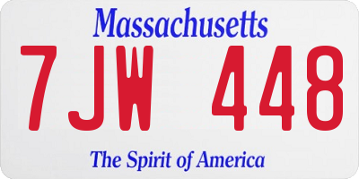 MA license plate 7JW448
