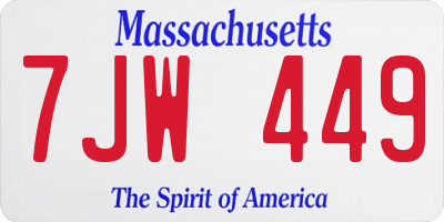 MA license plate 7JW449