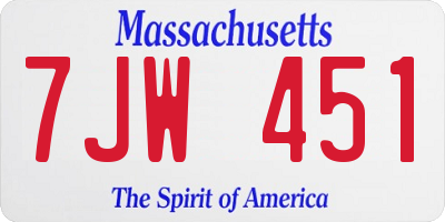 MA license plate 7JW451
