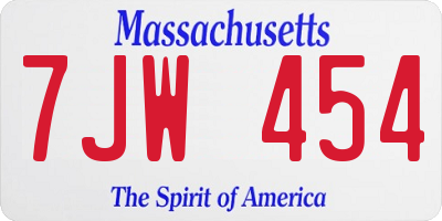 MA license plate 7JW454