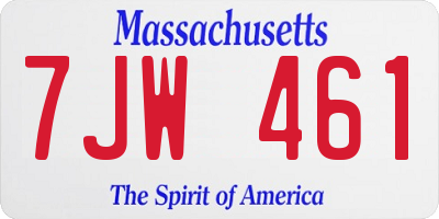 MA license plate 7JW461