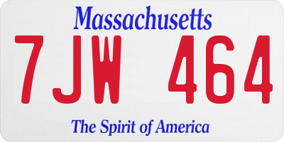 MA license plate 7JW464