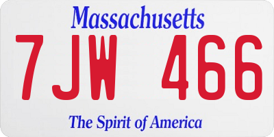 MA license plate 7JW466