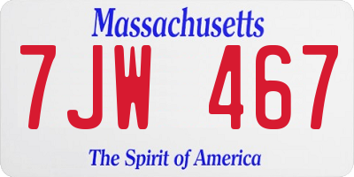 MA license plate 7JW467