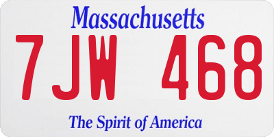 MA license plate 7JW468