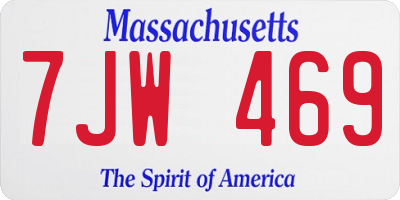 MA license plate 7JW469