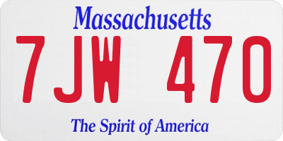 MA license plate 7JW470