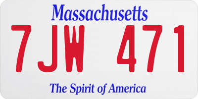 MA license plate 7JW471