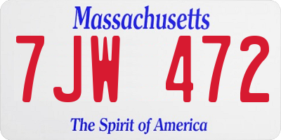 MA license plate 7JW472