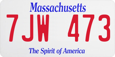 MA license plate 7JW473