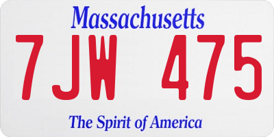 MA license plate 7JW475